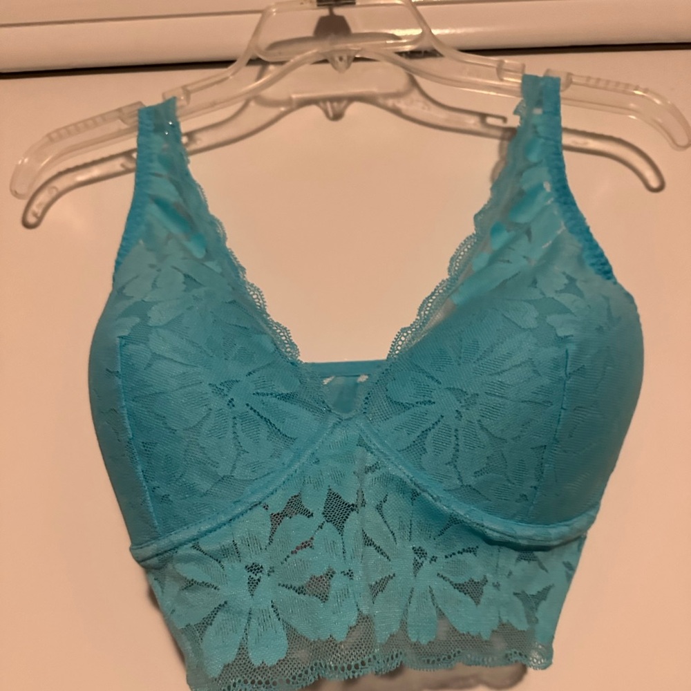Victoria Secret Pink 2 bralettes- blue and nude